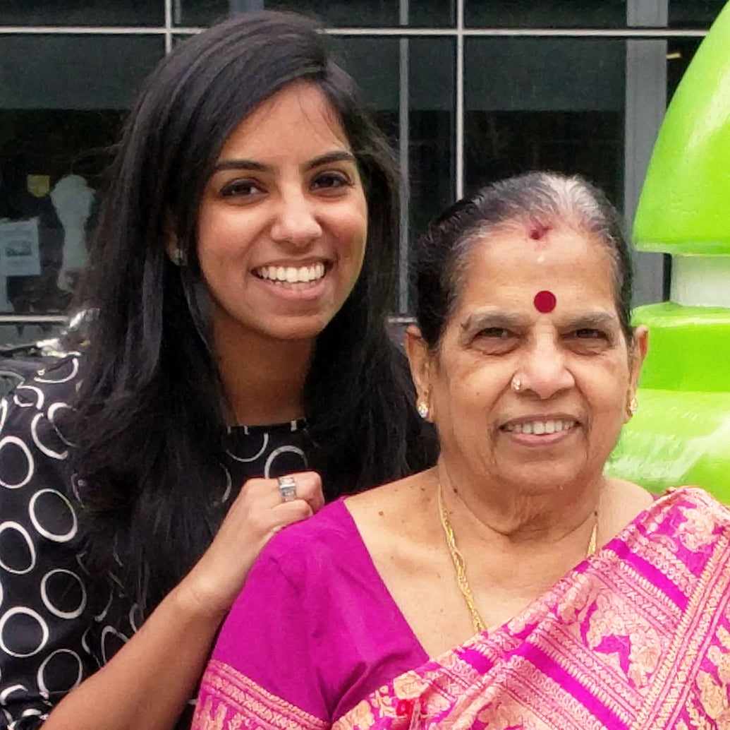 Amrita with her Grandma, who inspired her to create a sustainable sanitary pad 